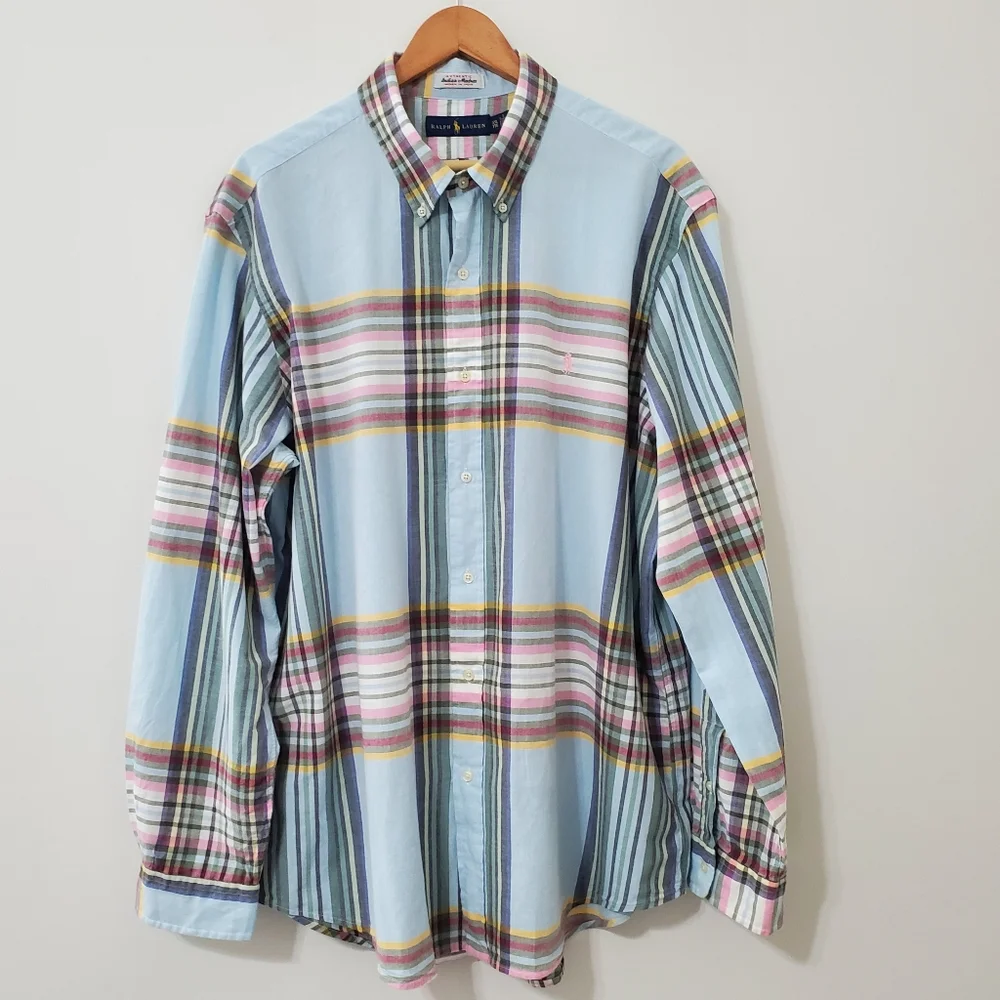 Ralph Lauren Authentic Indian Madras Long Sleeve Button Down Shirt XXL - Picture 2 of 8
